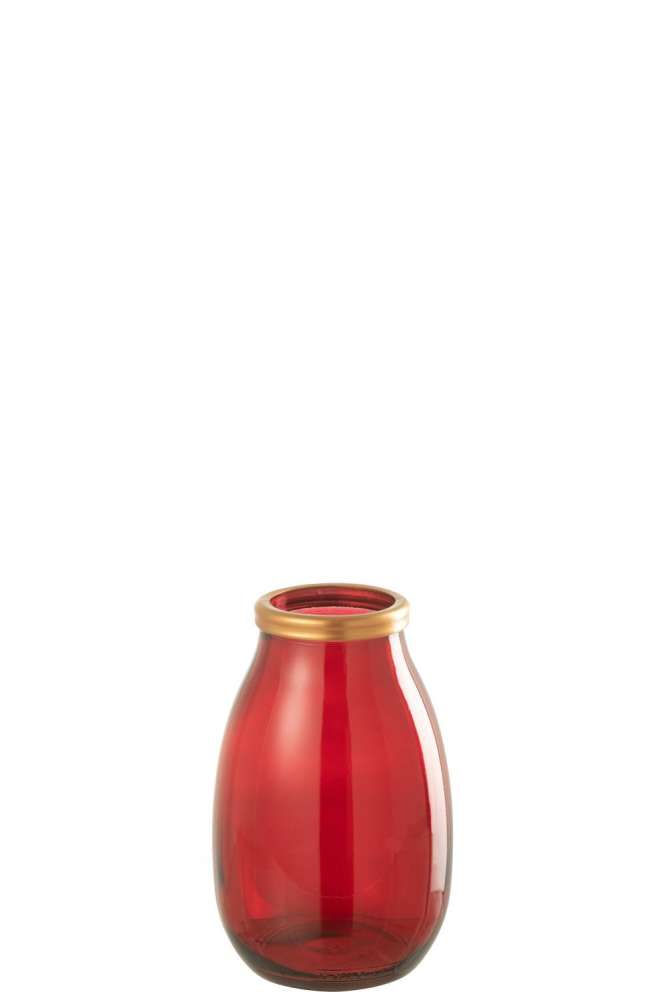VASE GOLD RIM GLASS RED SMALL