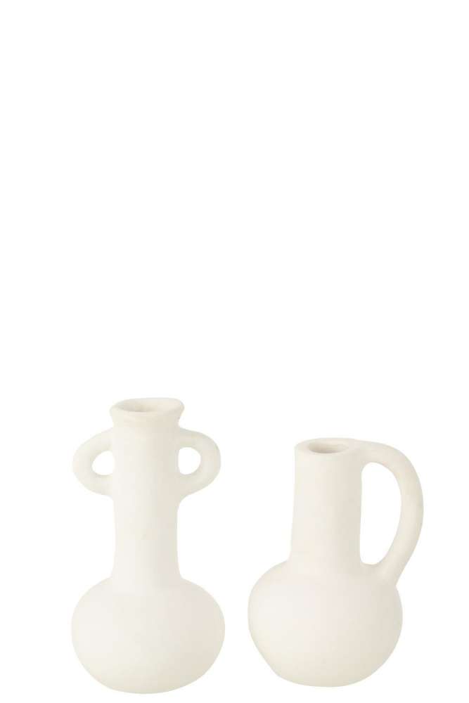 VASES AMPHORE TERRACOTTA WHITE ASSORTMENT OF 2