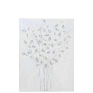 PAINTING BRANCHES CANVAS/WOOD WHITE/SILVER
