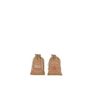 BAG CHRISTMAS ENGLISH JUTE NATURAL SMALL ASSORTMENT OF 2