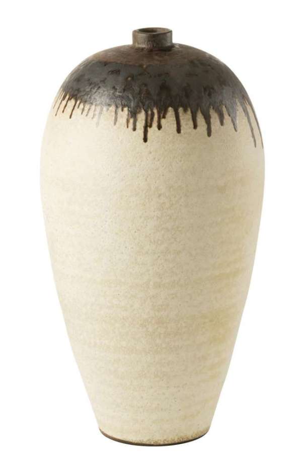 VASE LOMBOK CERAMIC BEIGE/BROWN LARGE