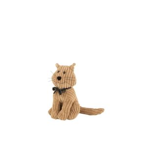 DOORSTOP CAT STRIPE TEXTILE CARAMEL