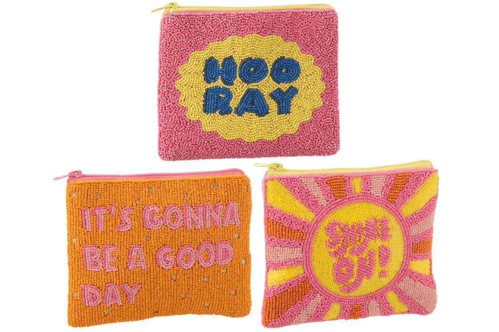 POUCH BEADS COTTON  MIX SMALL ASSORTMENT OF 3