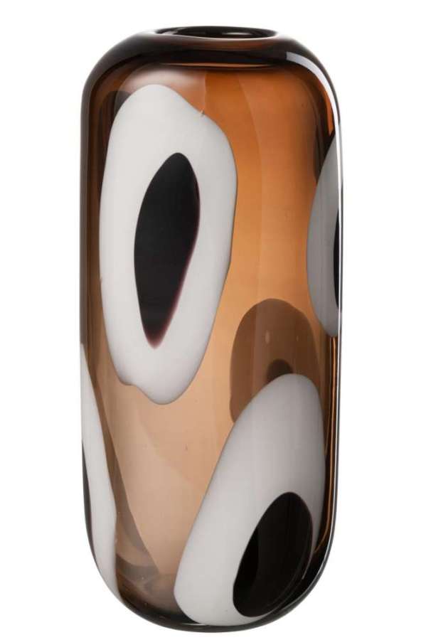 VASE IZZY GLASS WHITE/BROWN LARGE