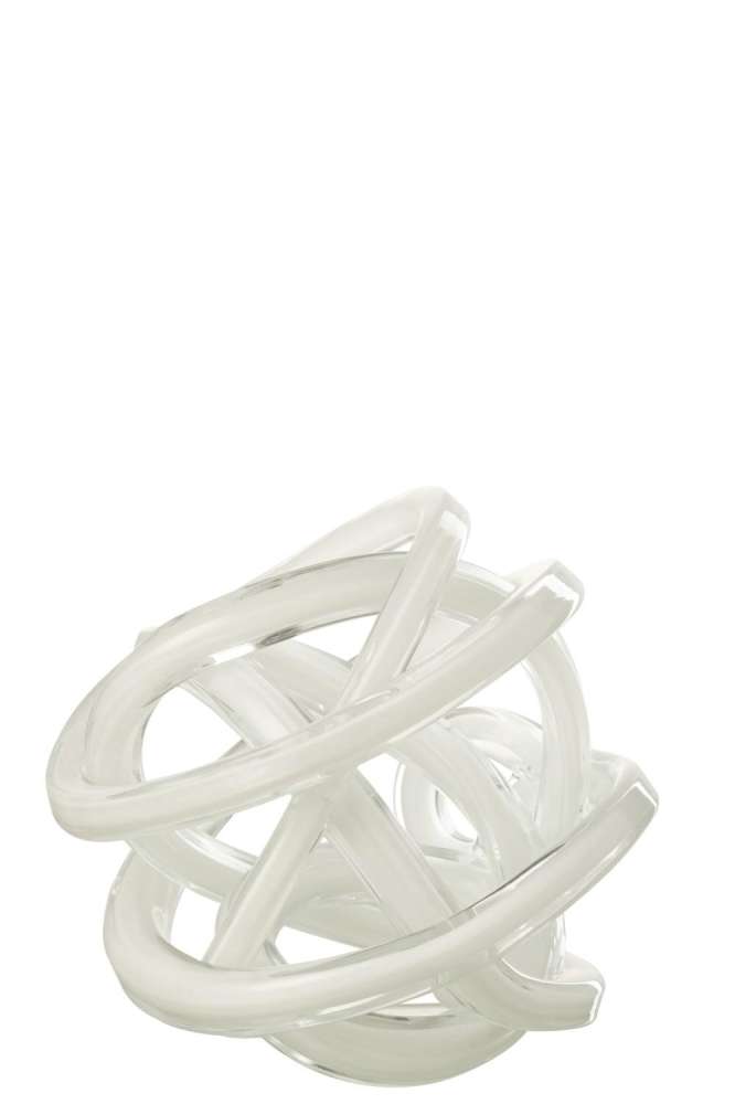 PAPERWEIGHT INFINITY KNOT GLASS WHITE/TRANSPARENT