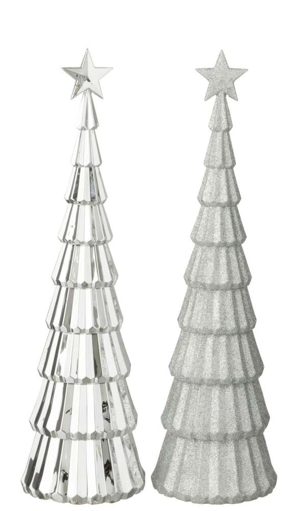 TREE +  STAR PLASTIC SILVER COLORED ASSORTMENT OF 2