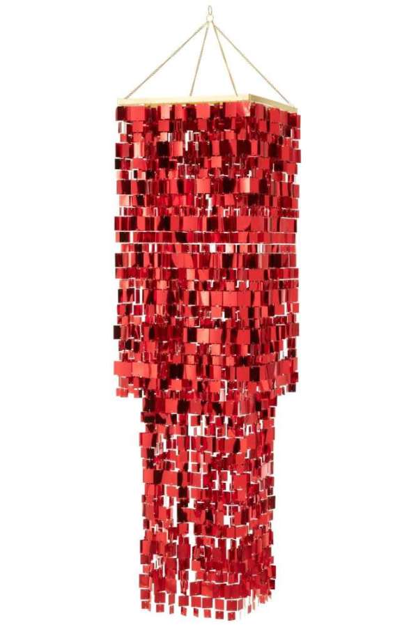 LAMP SHADE CHANDELIER SQUARE PVC RED LARGE