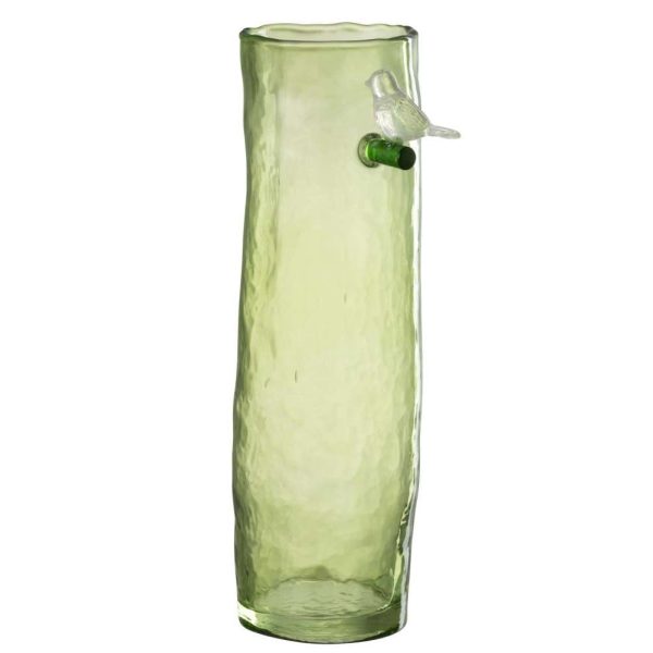VASE LONG BIRD GLASS GREEN LARGE