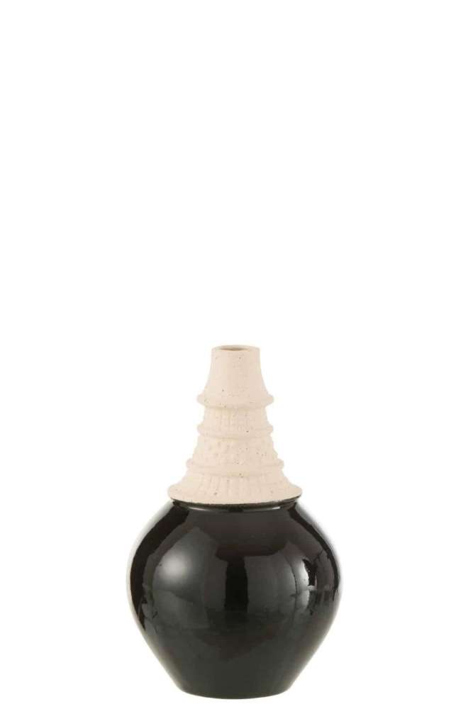 VASE NECK HIGH CERAMIC BLACK/BEIGE SMALL