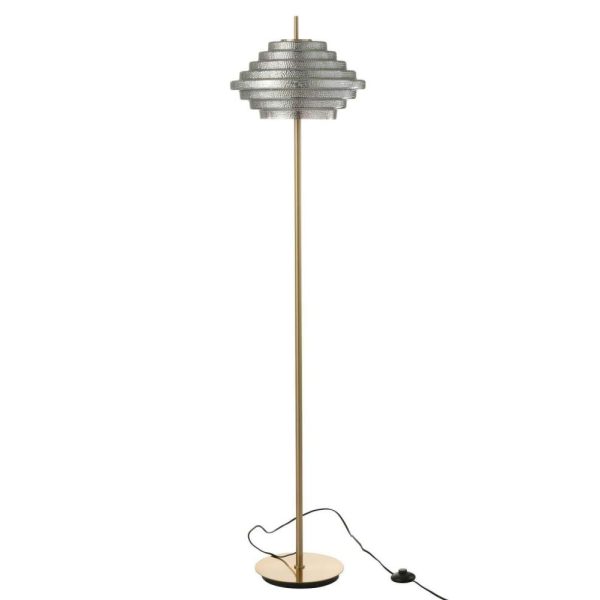 LAMP ON FOOT LED GOLD METAL/GLASS SMOKED