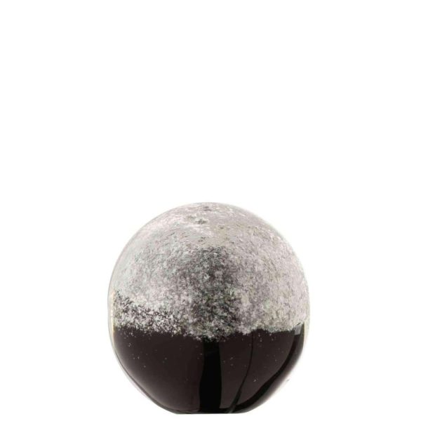 PAPERWEIGHT LAYERS GLASS BLACK/SILVER LARGE