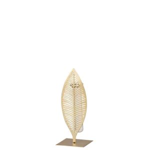 VASE 1 TUBE 1 FEATHER METAL/GLASS GOLD SMALL