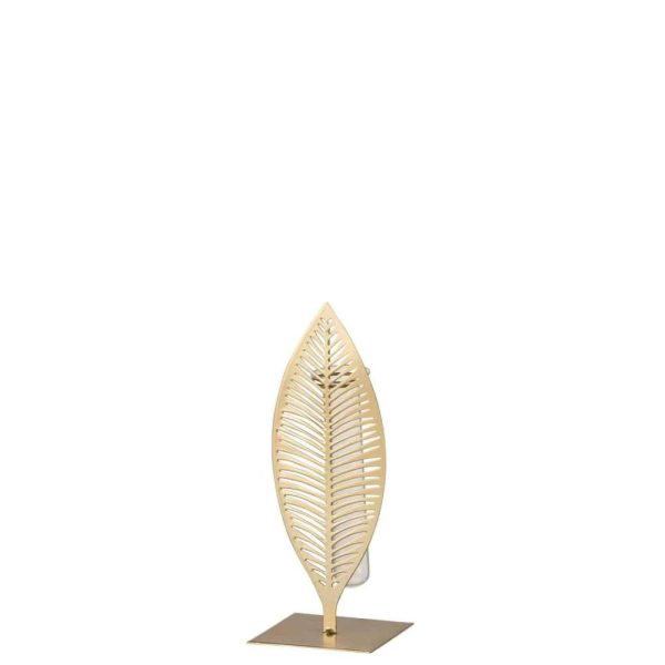 VASE 1 TUBE 1 FEATHER METAL/GLASS GOLD SMALL