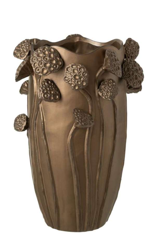 VASE LOTUS POD CLAY COPPER COLORED LARGE
