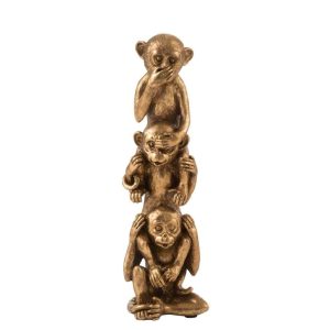 APE HEAR/SEE/SPEAK NO EVIL POLY ANTIQUE GOLD