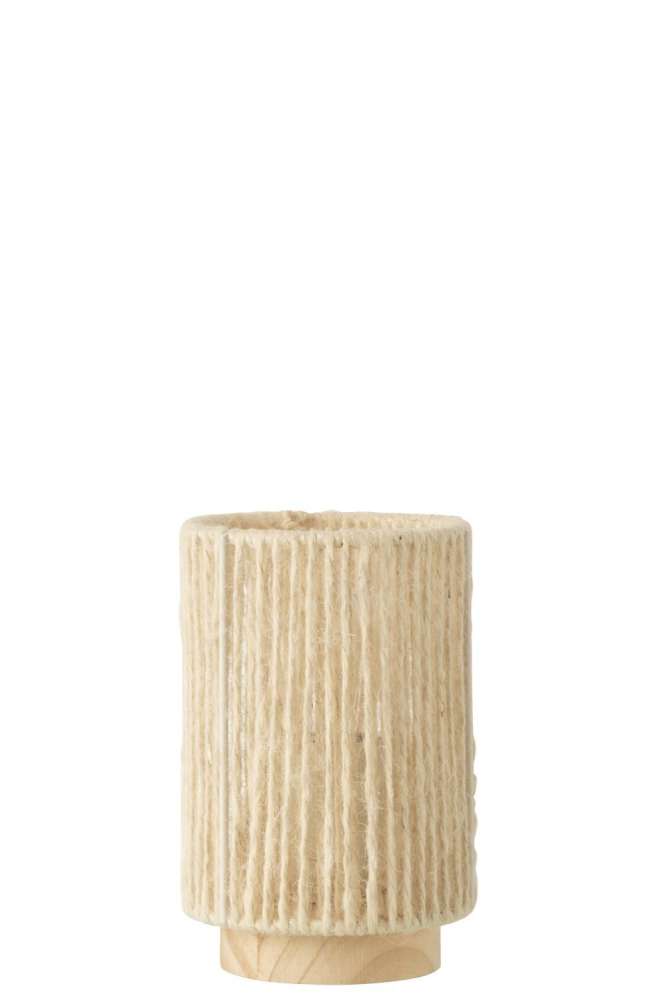 TABLE LAMP LED CYLINDRICAL METAL/COTTON NATURAL SMALL