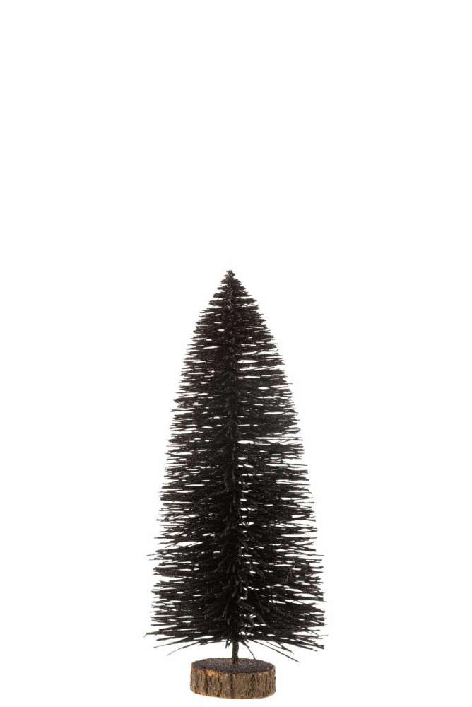 CHRISTMAS TREE DECO PLASTIC GLITTER BLACK MEDIUM