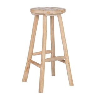 BARSTOOL ROUND OAK WOOD NATURAL