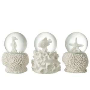WATERGLOBE SEA POLYRESIN WHITE L ASSORTMENT OF 3