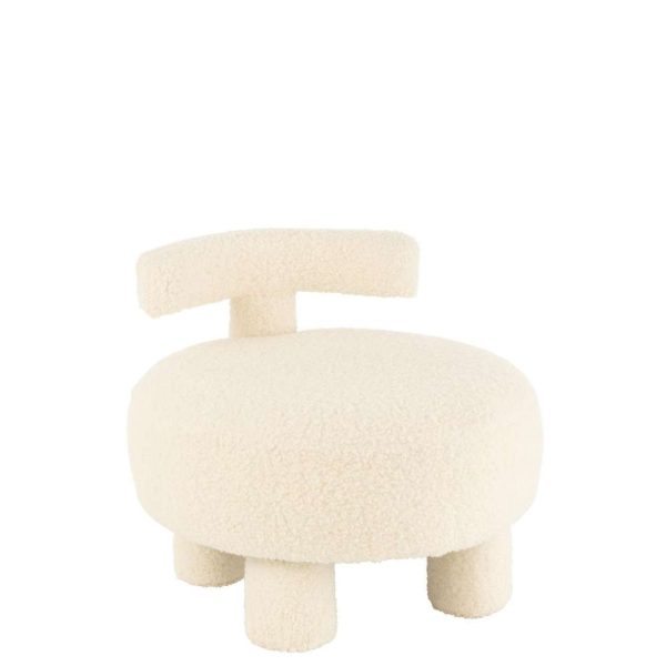 STOOL ROUND WITH CHAIRBACK BOUCLÉ WHITE