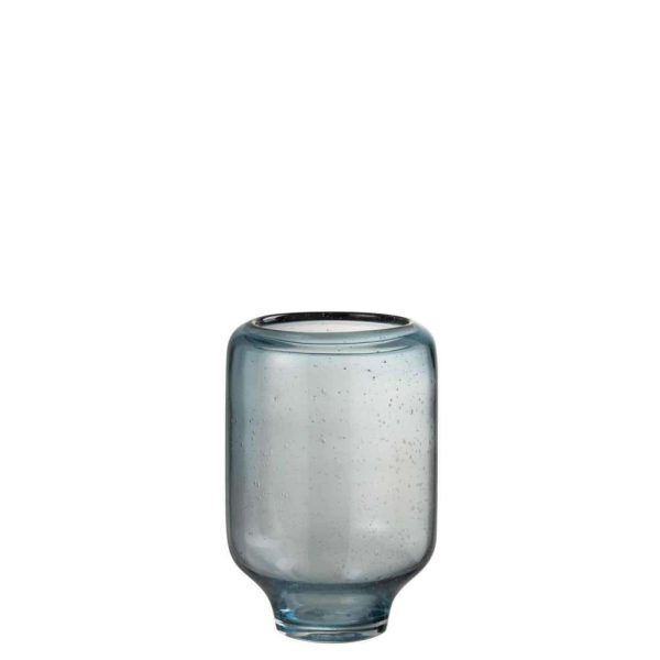 VASE NORA ON FOOT ROUND GLASS LIGHT BLUE SMALL