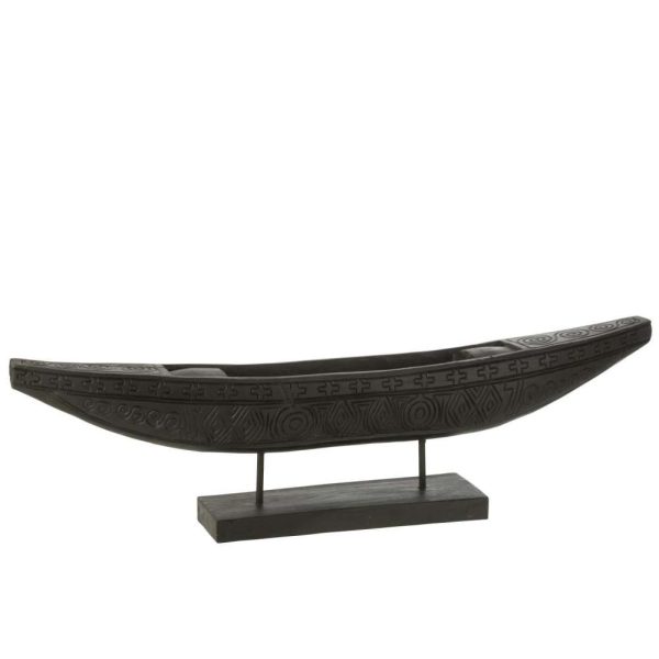 BOAT ON STAND ALBASIA WOOD BLACK