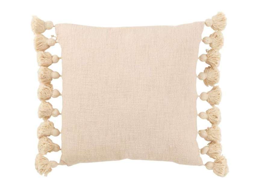 CUSHION TASSEL COTTON PEACH SQUARE