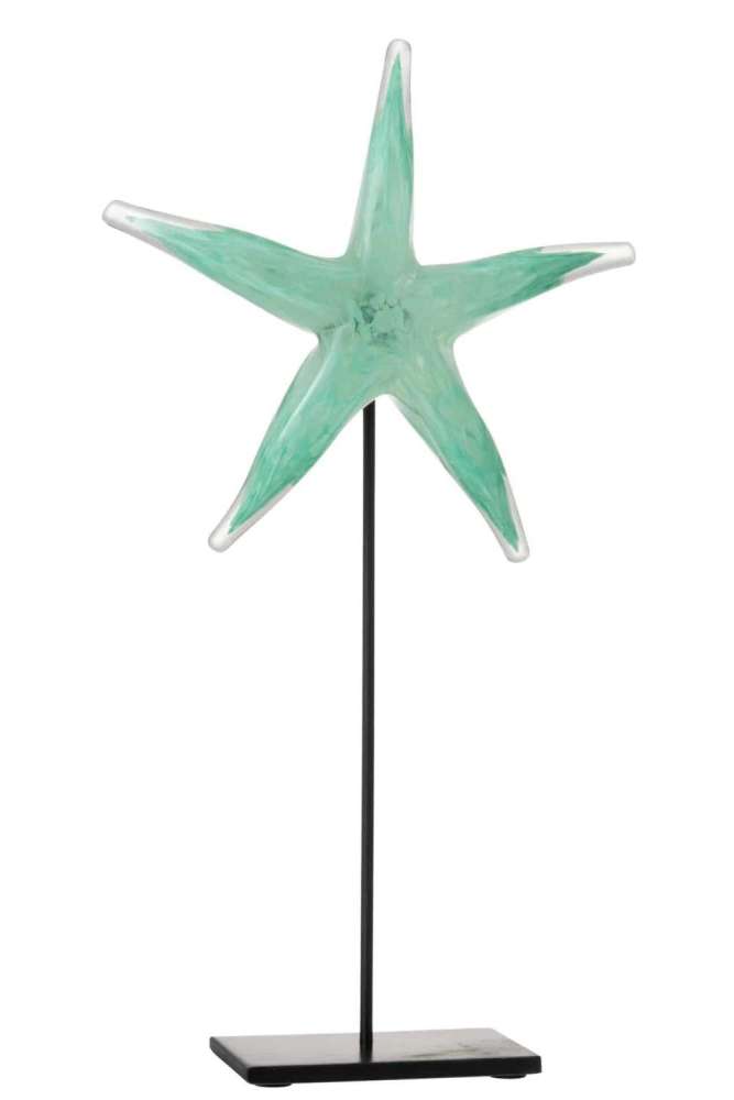 STARFISH ON BASE GLASS/IRON AZURE/BLACK LARGE
