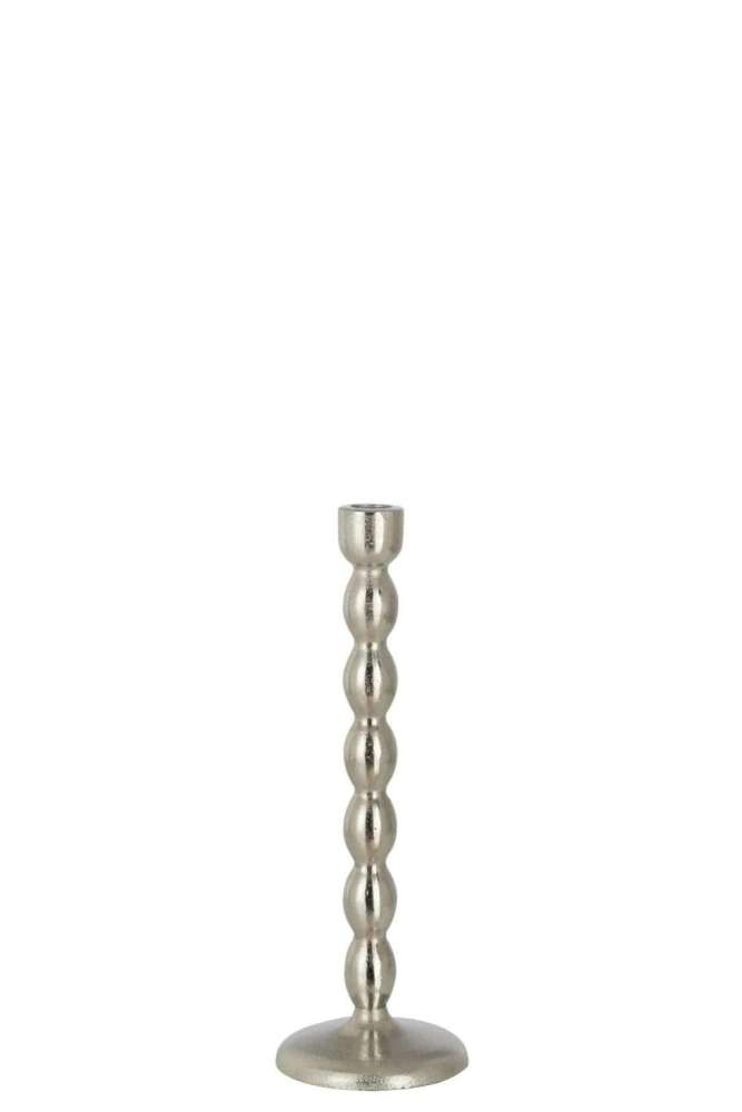 CANDLESTICK SPHERE MAT ALUMINIUM SILVER SMALL