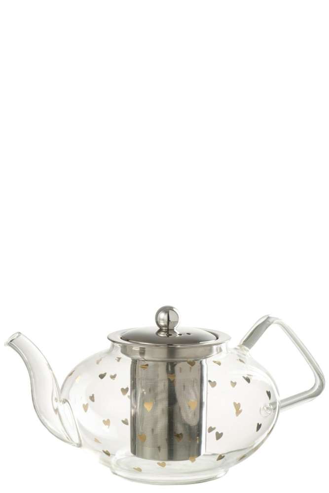 TEAPOT HEART GLASS TRANSPARENT/GOLD