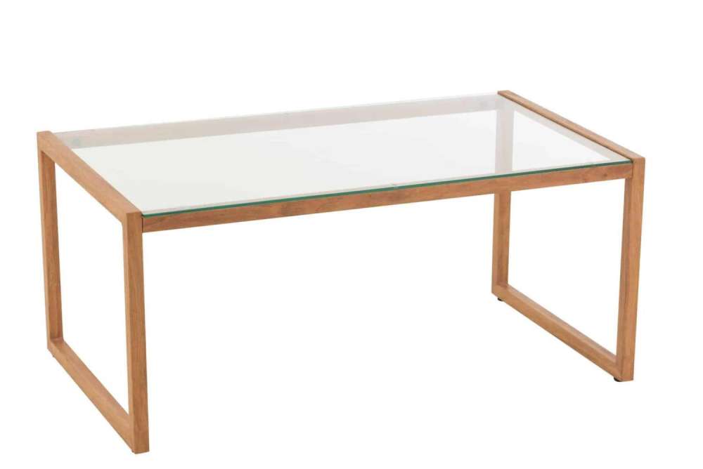 COFFEE TABLE RECTANGULAR METAL/GLASS NATURAL