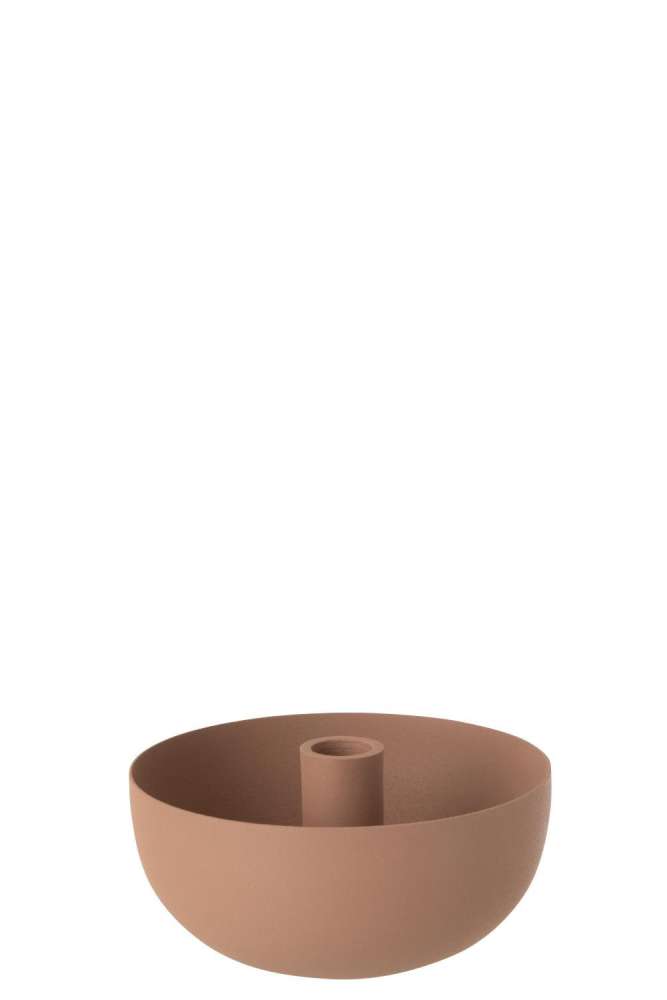 CANDLE HOLDER BOWL IRON OLD PINK LARGE