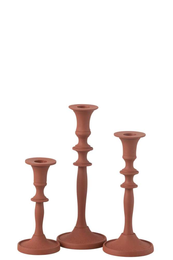SET OF 3 CANDLE HOLDERS CLASSIC ALUMINIUM RUST