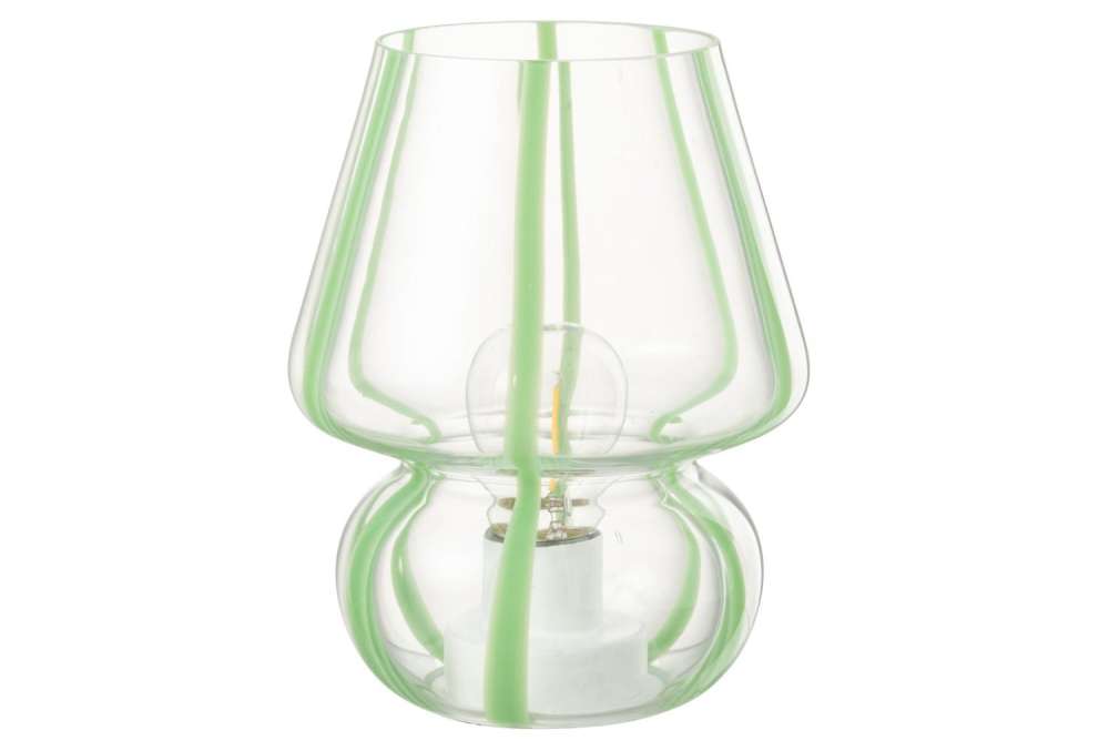TABLE LAMP STRIPES GLASS TRANSPARENT/GREEN LARGE