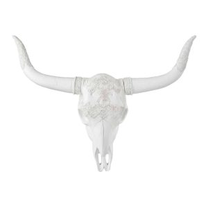 SKULL DEER HANGING POLYRESIN WHITE LARGE