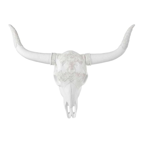 SKULL DEER HANGING POLYRESIN WHITE LARGE