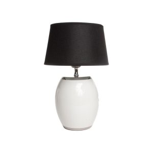 Lampe Hvit/Sølv M/Sort Skjerm 18X30Cm