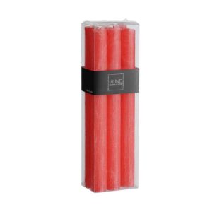 BOX OF 6 TABLE CANDLES RED -9H