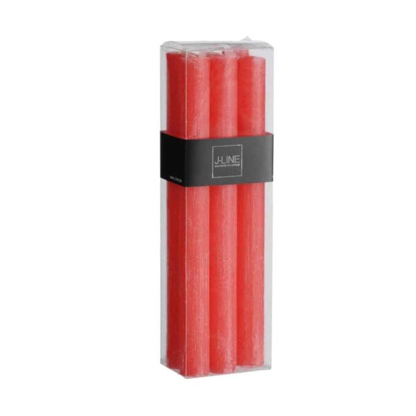 BOX OF 6 TABLE CANDLES RED -9H