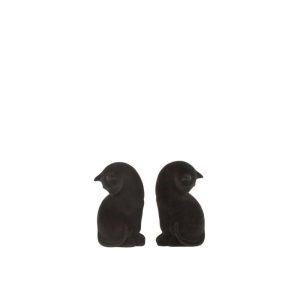 SET 2 BOOKEND CAT POLY VELVET BLACK