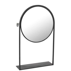 MIRROR ON FOOT METAL/GLASS BLACK