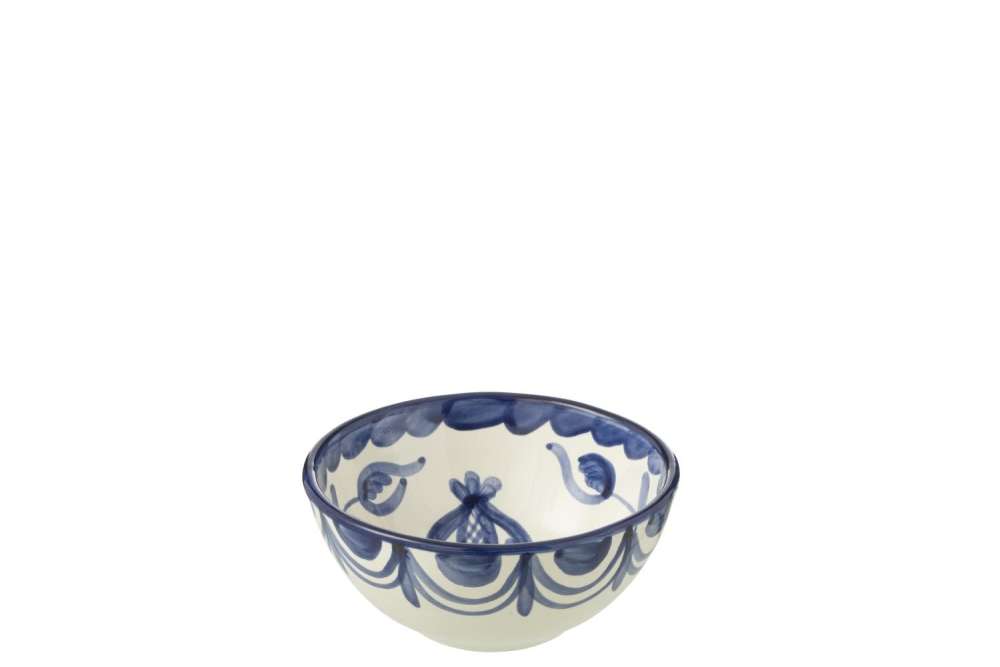 BOWL GRANADA HIGH CERAMIC WHITE/COBALTO BLUE SMALL