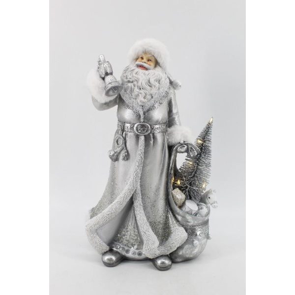 Figur nisse m/gavesekk sølv 26x17x39cm