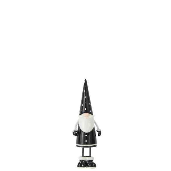SANTA STANDING DOTS CERAMIC BLACK/WHITE SMALL