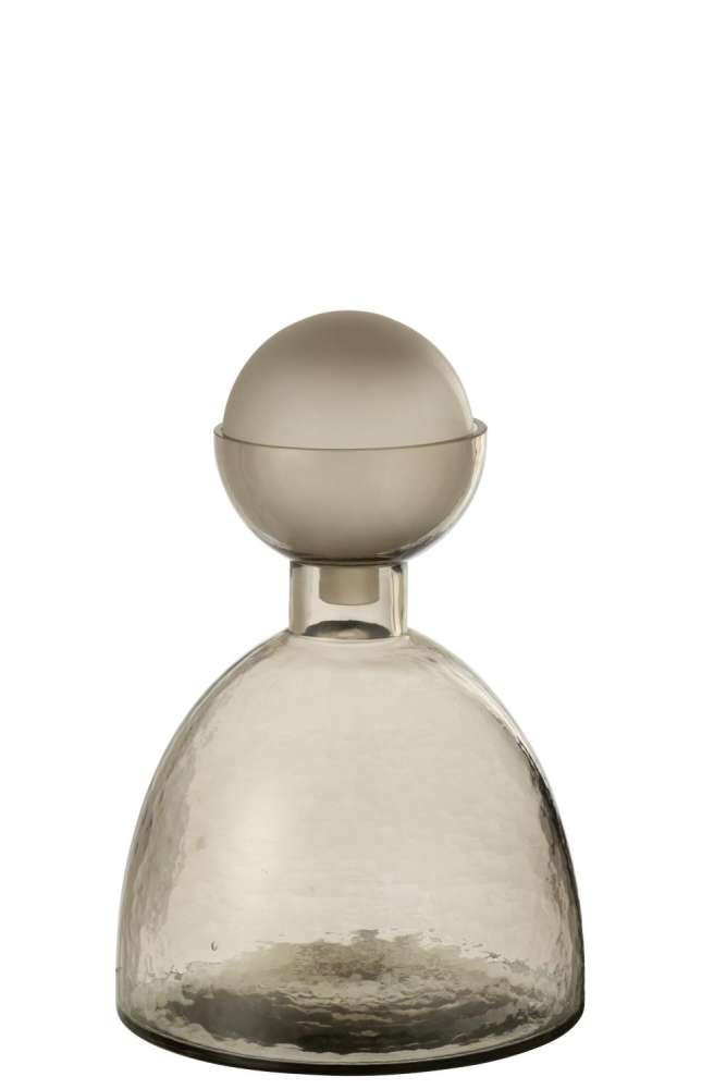 VASE BOTTLE+CAP YARA GLASS GREIGE SMALL