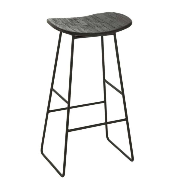STOOL RECTANGULAR RECYCLE TEAK BLACK LARGE