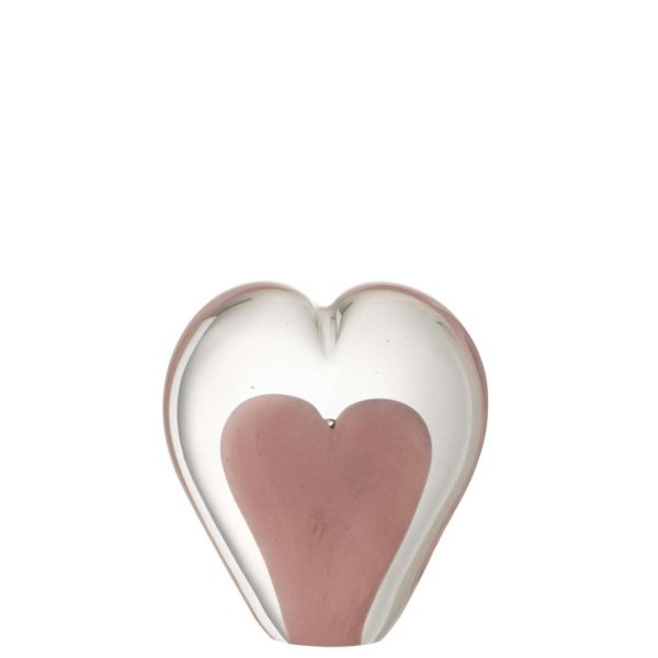 PAPERWEIGHT HEART GLASS PINK LARGE