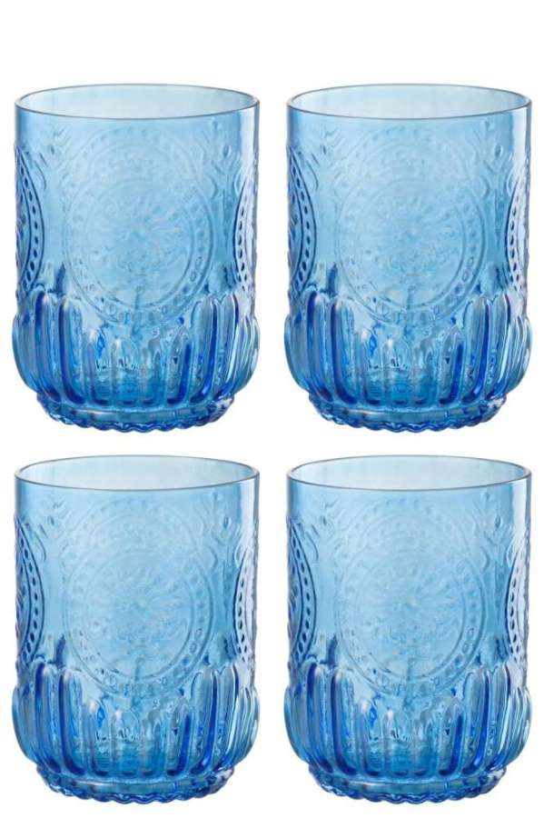 GIFTBOX 4 DRINKING GLASS MAYA GLASS BLUE