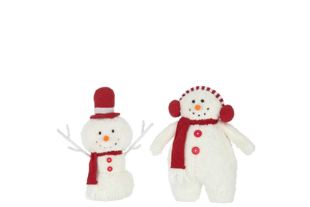 SNOWMAN SCARF TEXTILE WHITE/RED SMALL ASSORTMENT OF 2
