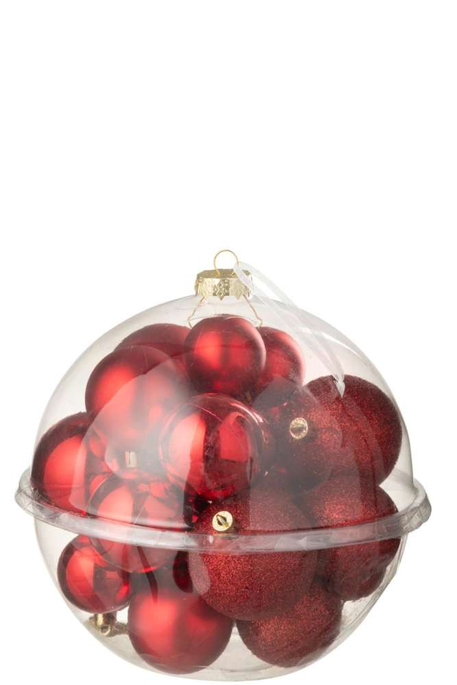 BOX OF 24 CHRISTMAS BAUBLE PLASTIC CHRISTMAS RED